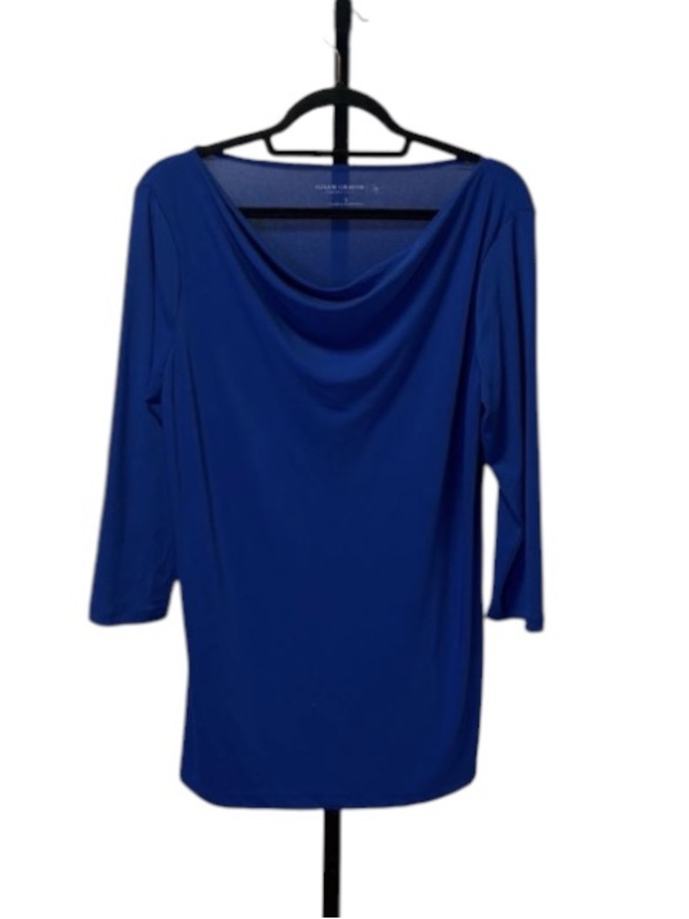 Susan Graver Blue Draped Neck Top